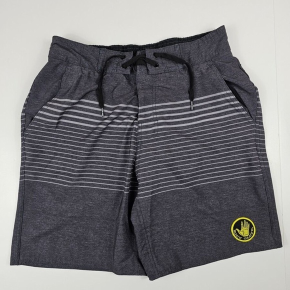 Body Glove Swimsuit Boardshorts Gray Stripes Embroidered Logo size 34 NWT - Picture 1 of 13